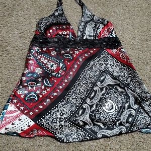 Black/Red paisley blouse